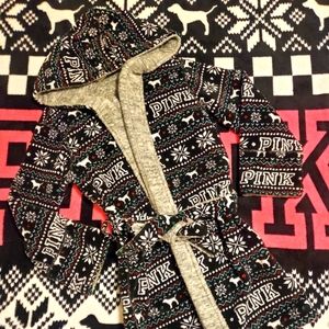VS PINK REVERSIBLE CHRISTMAS ROBE XS